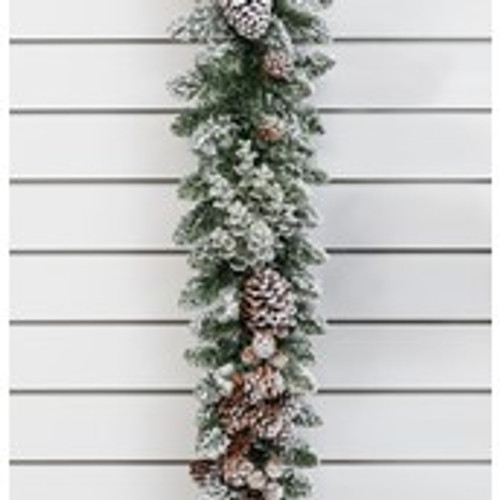6ft Flock Cone/Eucalyptus Garland