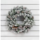 24" Flock Cone/Eucalyptus Wreath