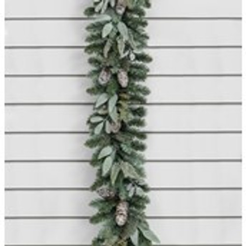6ft Cone/Mixed Leaf Garland Nat.