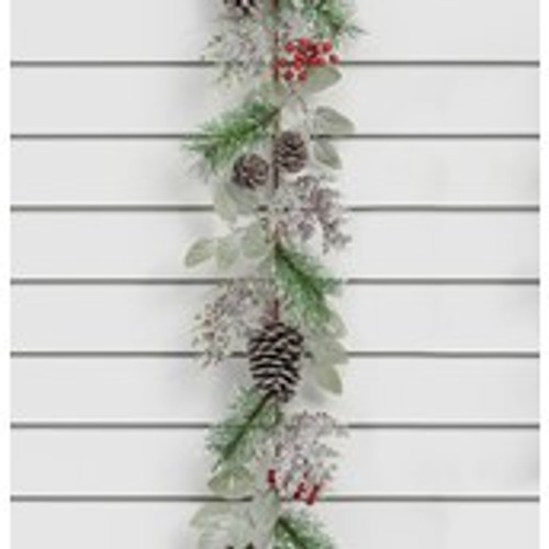 6ft Frosted Cone/Berry Garland