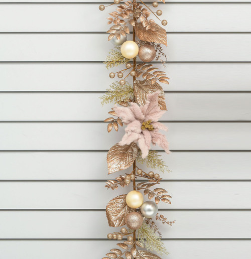 180cm Plush Poinsettia Garland