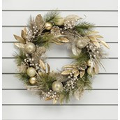 60cm Glitter Mixed Leaf Wreath Ch