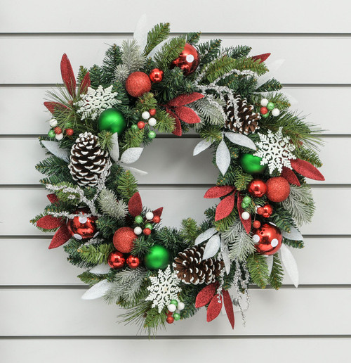 60cm Glitter Leaf/Ball Wrth Multi