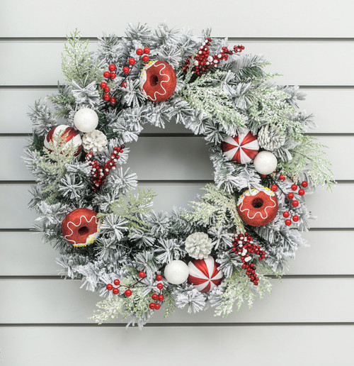 60cm Glitter Doughnut Wreath R/W