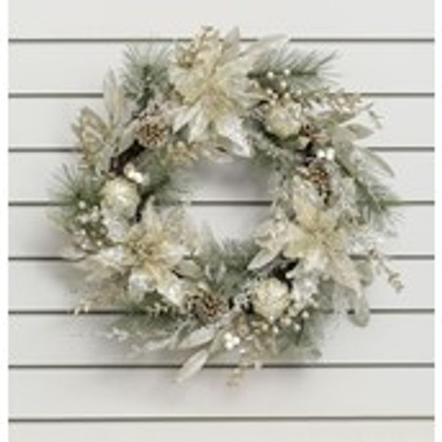 60cm Glitter Leaf/Pine Wreath Cham