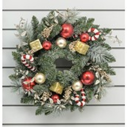 60cm Candy Cane/Ball Wreath