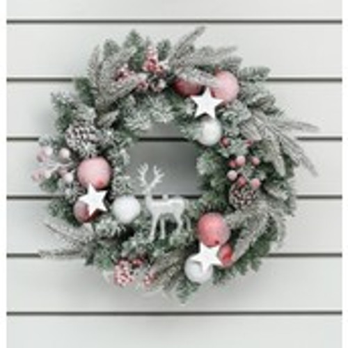 45cm Frost Ball/Deer/Star Wreath