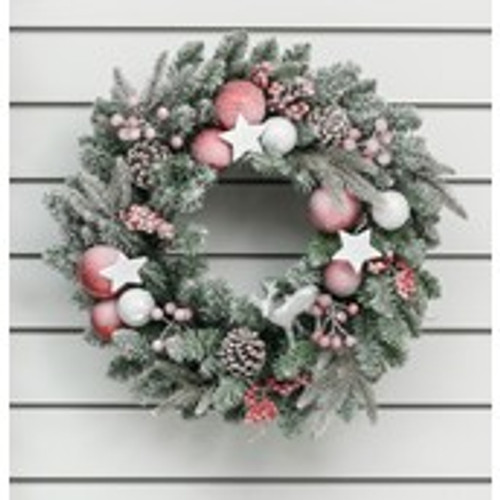 60cm Frost Ball/Deer/Star Wreath
