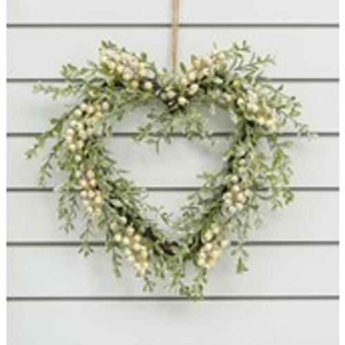 33cm Leaf/Berry Heart Wreath