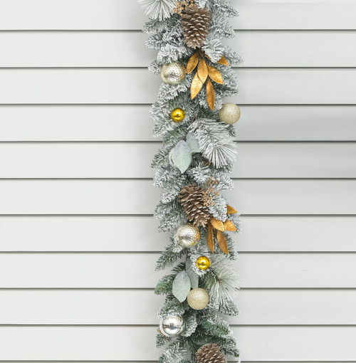 180cm Cone/Ball Garland Champagne