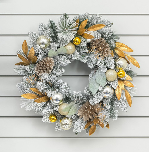 60cm Ball/Cone Wreath Champagne