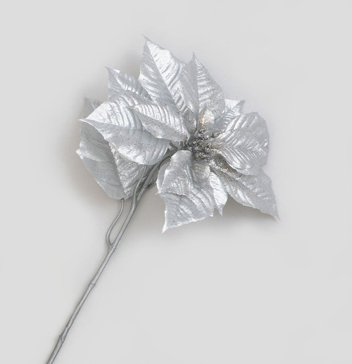 74cm Glitter Poinsettia Silver
