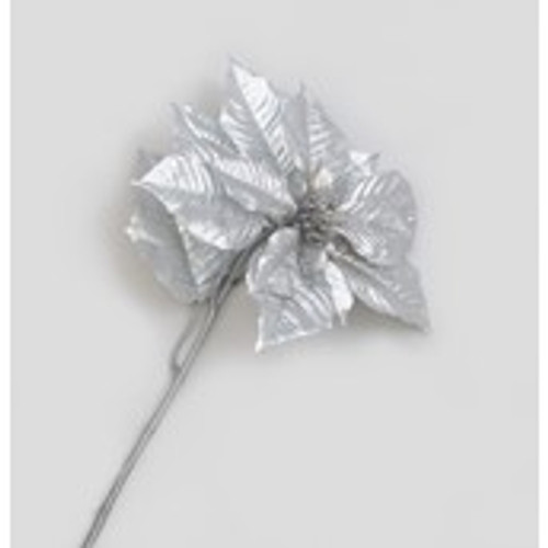 74cm Glitter Poinsettia Silver