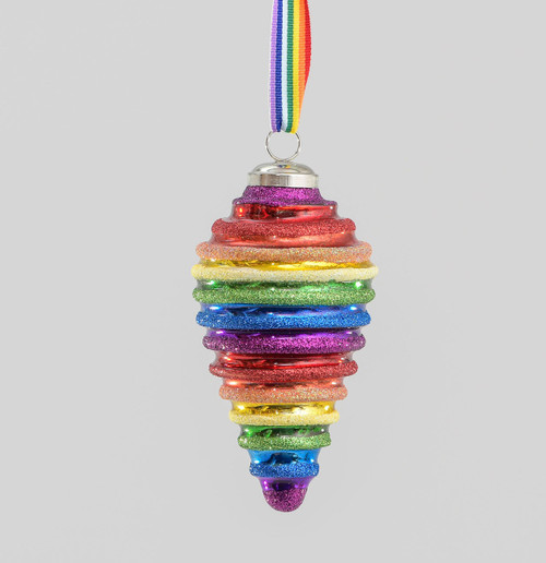13cm Glass Finial Multi Colour Dec