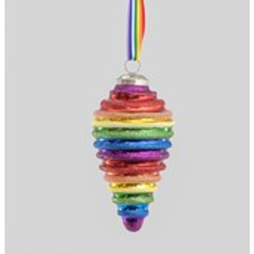13cm Glass Finial Multi Colour Dec