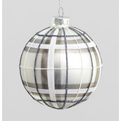 100mm Glass Ball Pattern Silver/Wh