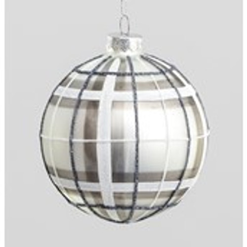 100mm Glass Ball Pattern Silver/Wh