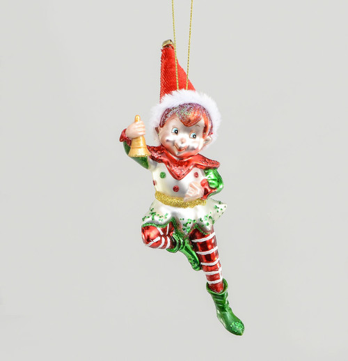 15cm Glass Dancing Elf Decoration