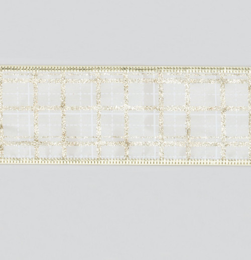 2.5"x10Y Box Check Ribbon Champagn