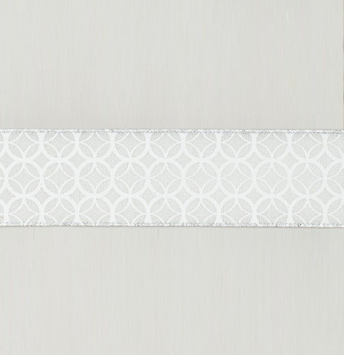 2.5"x10Y Pattern Ribbon Silver