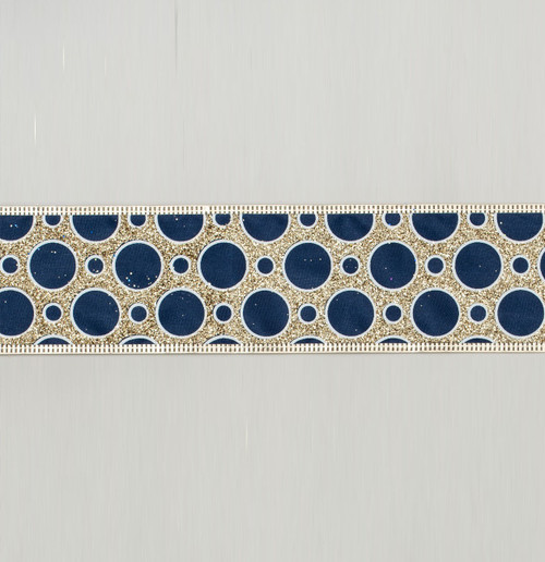 2.5"x10Y Circle Pattern Blue/Gold