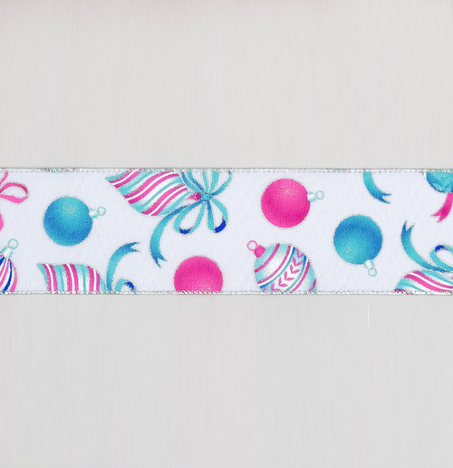 2.5"x10Y Bauble Ribbon Pink/Blue