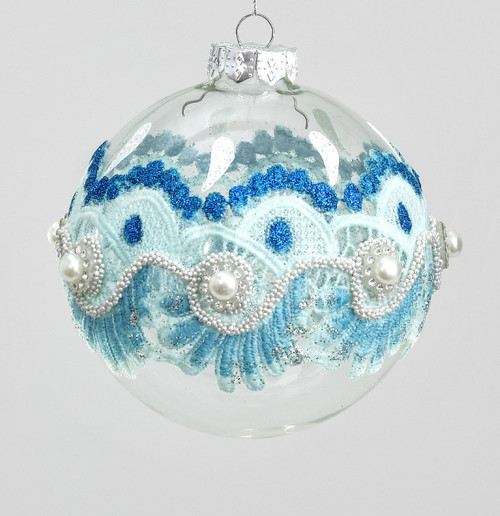 10cm Ball w/Lace/Gem Lt Blue