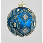 10cm Glass Pattern Ball Blue