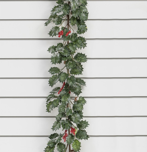 6ft Holly/Berry/Cone Garland Green