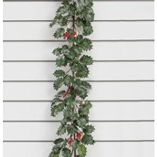 6ft Holly/Berry/Cone Garland Green