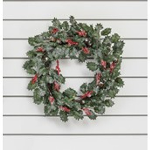 20" Holly/Cone/Berry Wreath Green