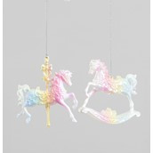 13cm Horse Decoration 2Ass Irid.