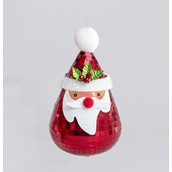 17cm Mirror Santa Decoration Red