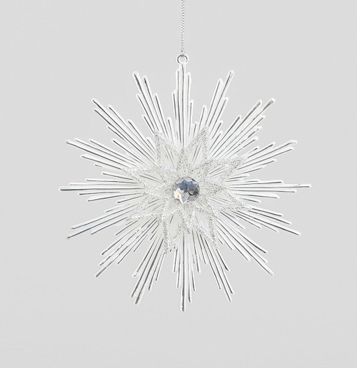 16cm Snowflake Decoration Wht/Silv