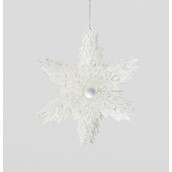 16cm Glitter Snowflake Dec Silver