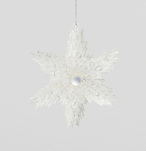16cm Glitter Snowflake Dec Silver