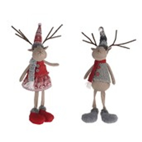 Sitting Reindeer With Soft Legs 2Ast 13x10x61Cm