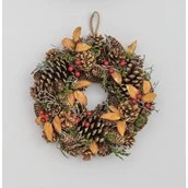 30cm Mix Cone Wreath w/Gold