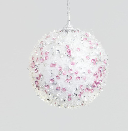 8cm Glitter Spike Ball Pink/White
