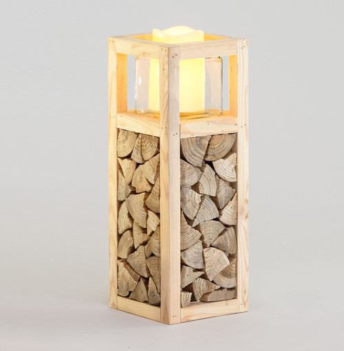 40cm Wooden Ornament w/Glass C/H