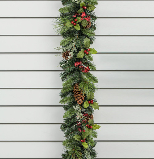 180cm Large Cone/Holly Garland
