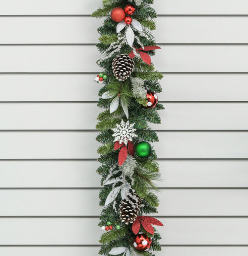 180cm Glitter Leaf/Ball Grlnd Mult