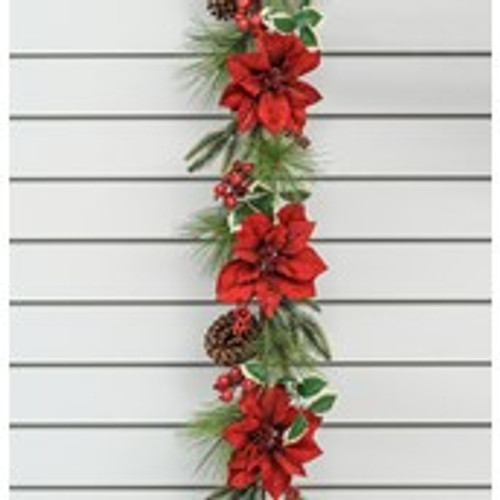 180cm Poinsettia/Holly Garland
