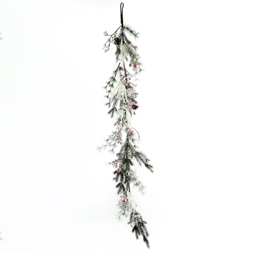 Garland with pink baubles and acorns 150x18x8cm