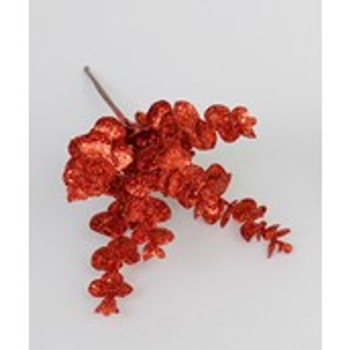 Glitter Eucalyptus Pick Red