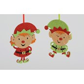 20cm Elf Decoration Red/Green 2Ass