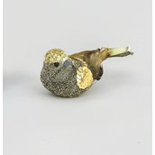 14cm Glitter Bird w/Clip Gold