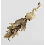 39cm Bird w/Feather/Clip Gold