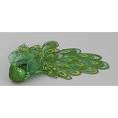26cm Sequin/Berry Bird w/Clip Grn