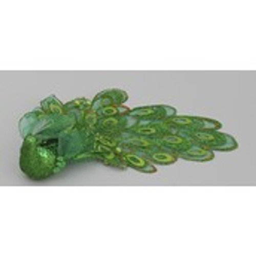 26cm Sequin/Berry Bird w/Clip Grn